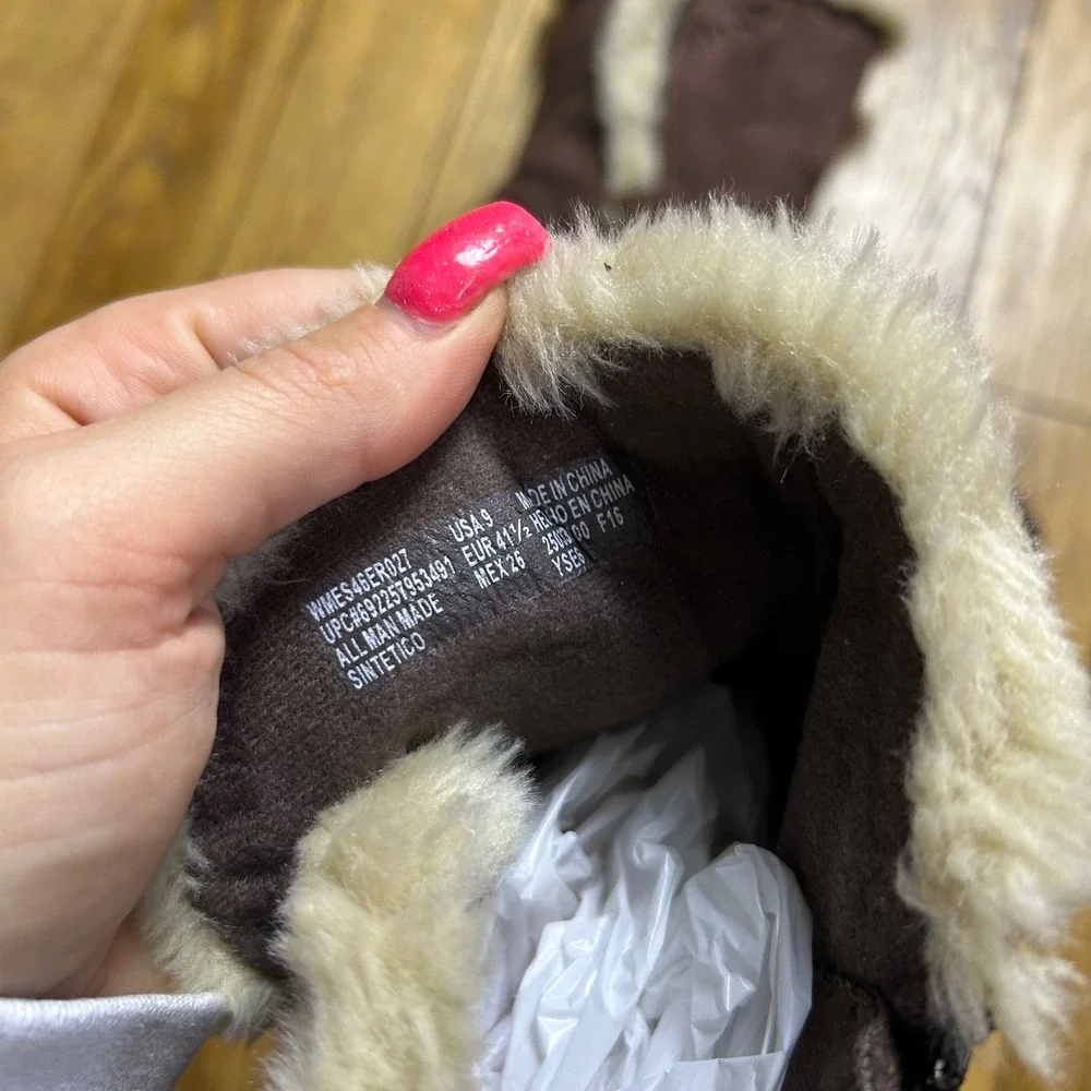 Earth Spirit Brown Faux Suede Fur Trim Winter Boots WMES46ER027 Womens Size 9